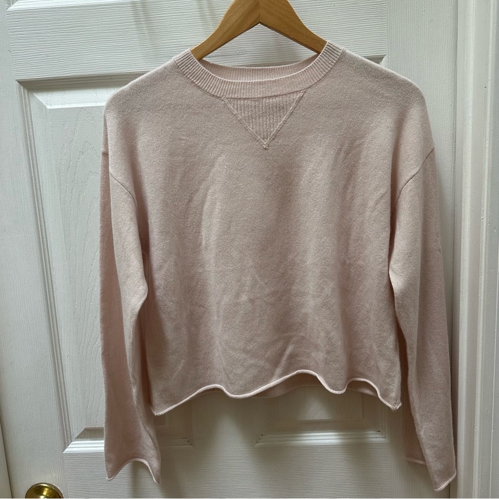 Sablyn Cashmere Light Pink Crew Knit Sweater Xs Cropped